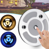 100 mm dimmbare LED-Leseleuchte mit Touch-Dimmerschalter, Blau und Warmweiß, Tag-/Nacht-Autodachlampe für Wohnwagen, 10–30 V
